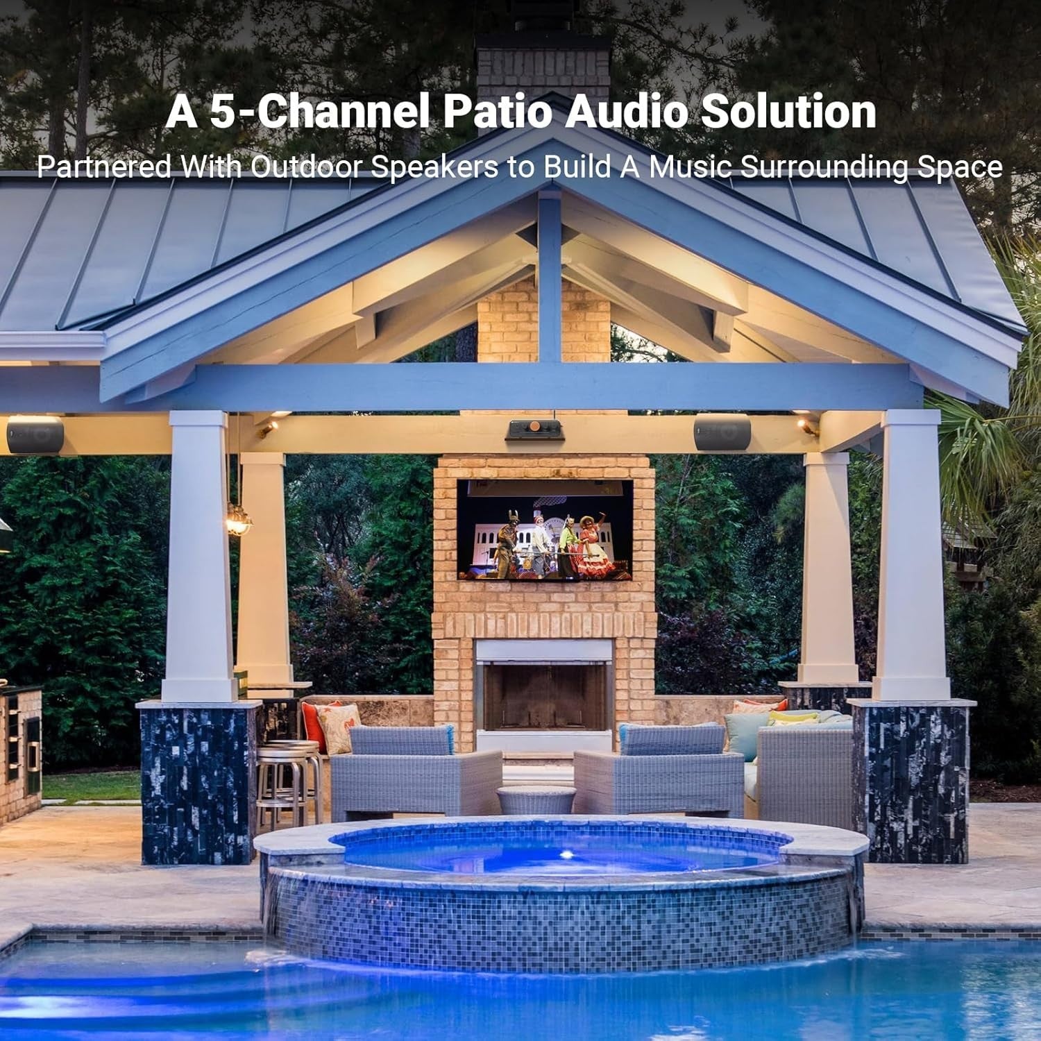 Bluetooth 4-Channel Stereo Amplifier 4.1/5.0 Ch Outdoor Home Audio