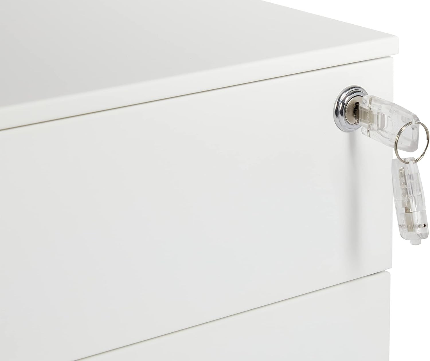 White Narrow Under Desk Filing Cabinet 3 Drawer Lockable 60cm