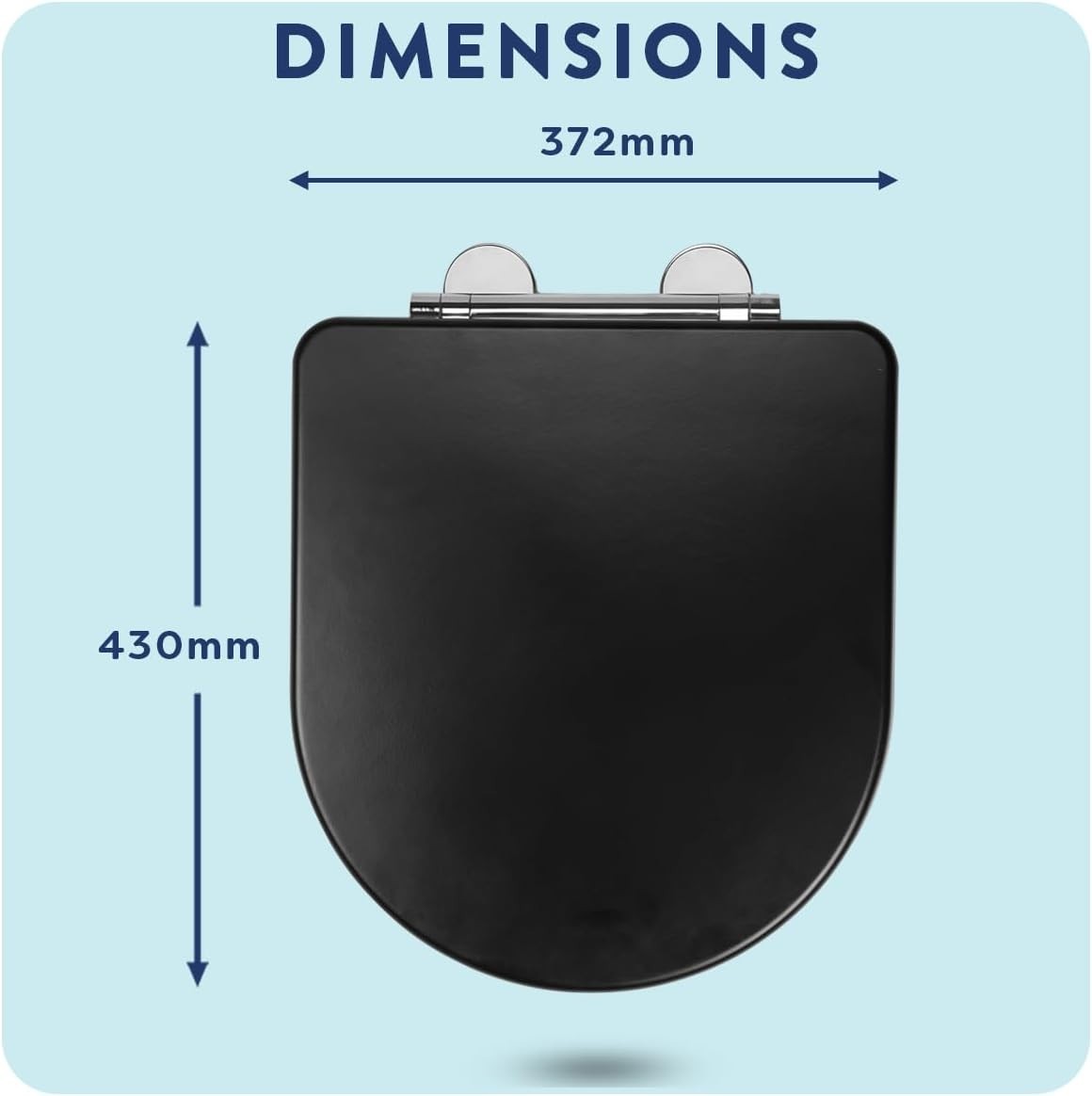 Black D-Shape Wooden Toilet Seat Soft Close Quick Release Antibacterial