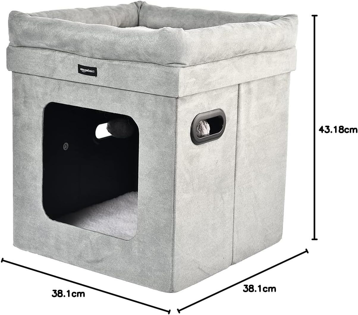 Collapsible Cat House Bed Indoor Cube Hideaway Soft Sherpa Pet Cave