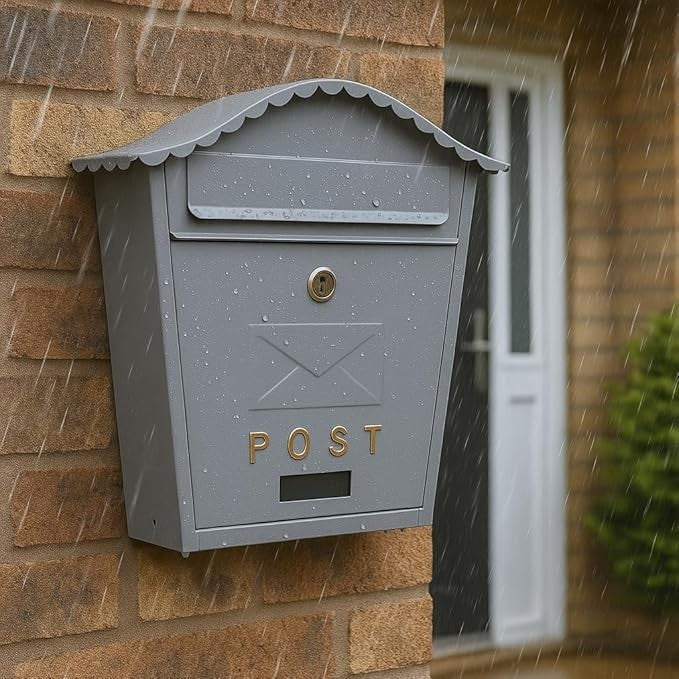 Lockable Cast Iron Wall Mounted Mailbox – Weatherproof, Stylish, Secure Post Box