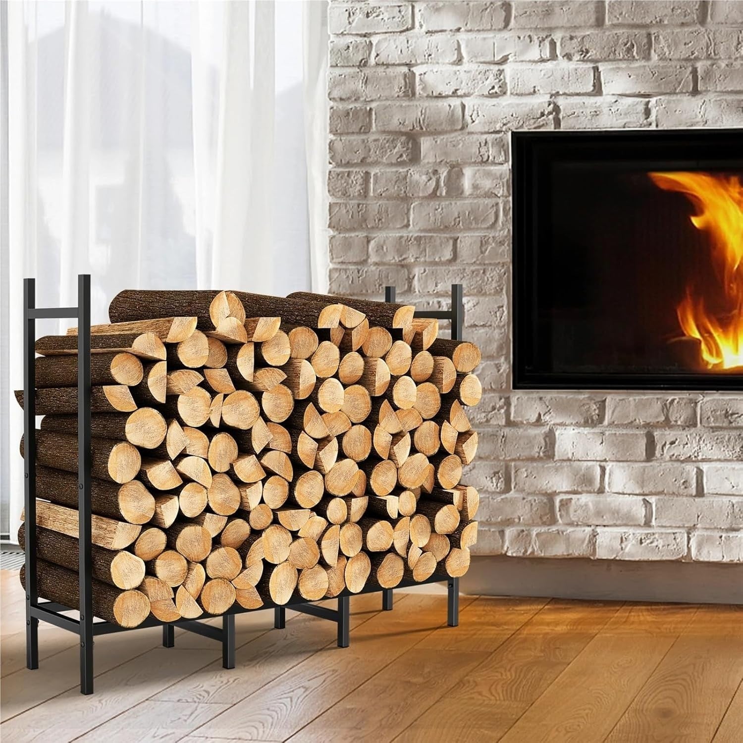 Heavy Duty Indoor Outdoor Firewood Rack - Spacious & Foldable Log Storage