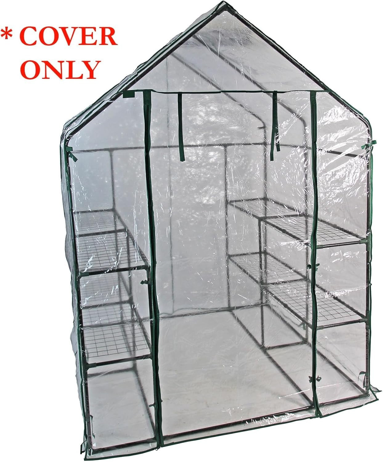 8-Shelf Walk-In Greenhouse Clear PVC Cover 143x143x195cm Weatherproof
