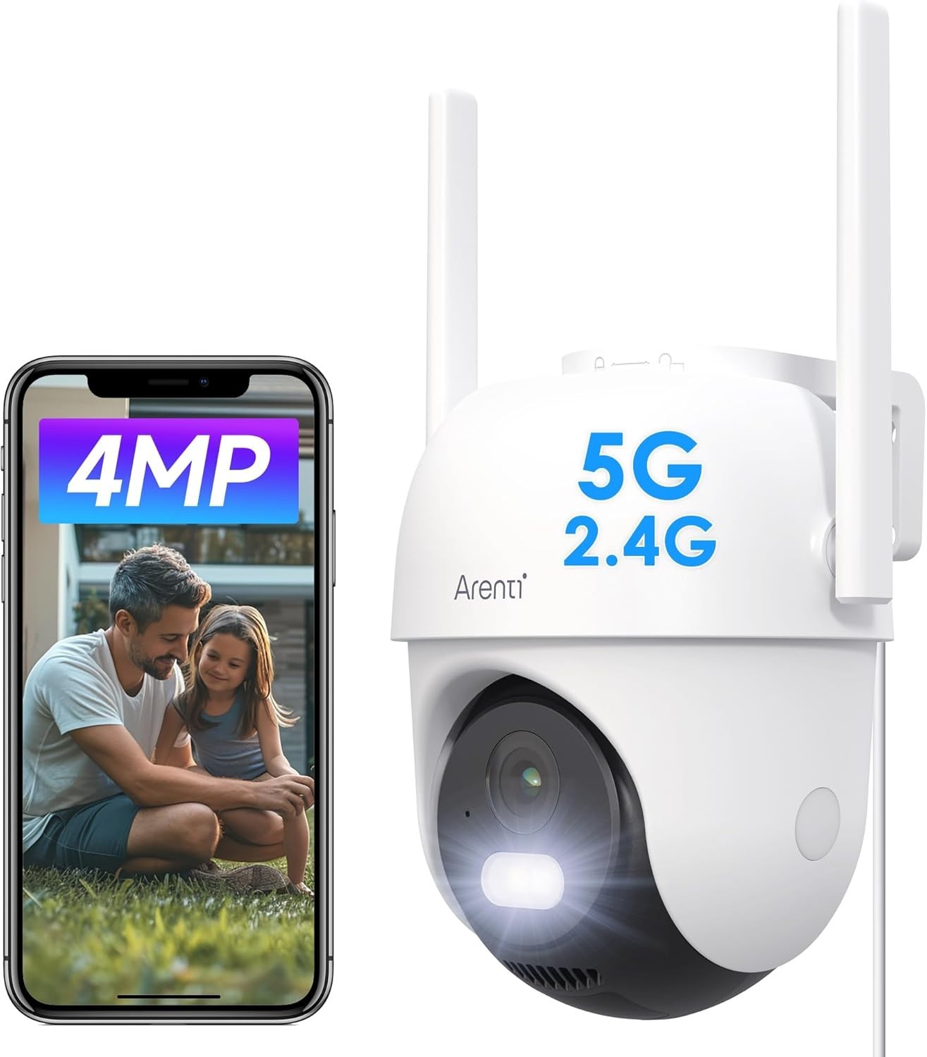 2.5K PTZ Security Camera Outdoor 5GHz WiFi 360° Auto Tracking IP65