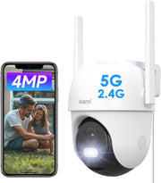 2.5K PTZ Security Camera Outdoor 5GHz WiFi 360° Auto Tracking IP65