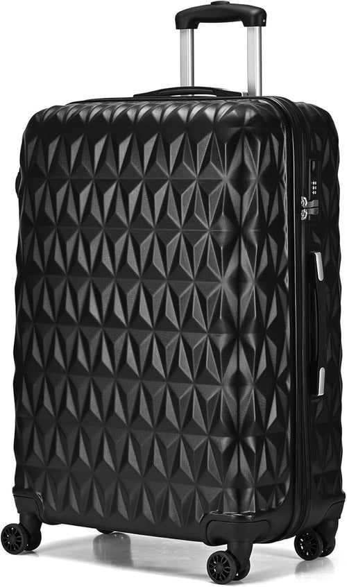 Medium 24 Inch ABS Hard Shell Check In Suitcase 4 Dual Spinner Wheels Black