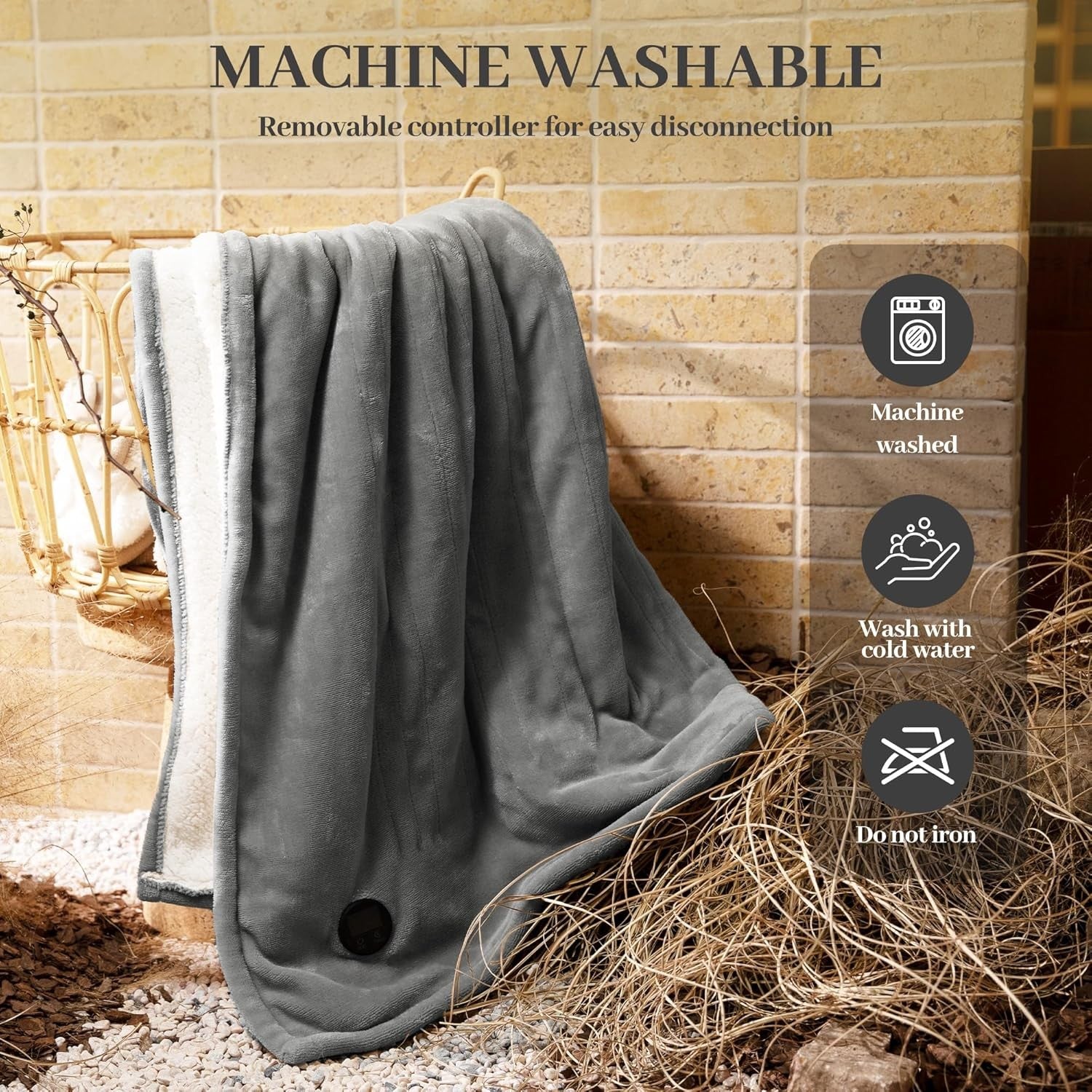 Electric Heated Throw Blanket 130x160cm 10 Heat Levels Auto Off Washable