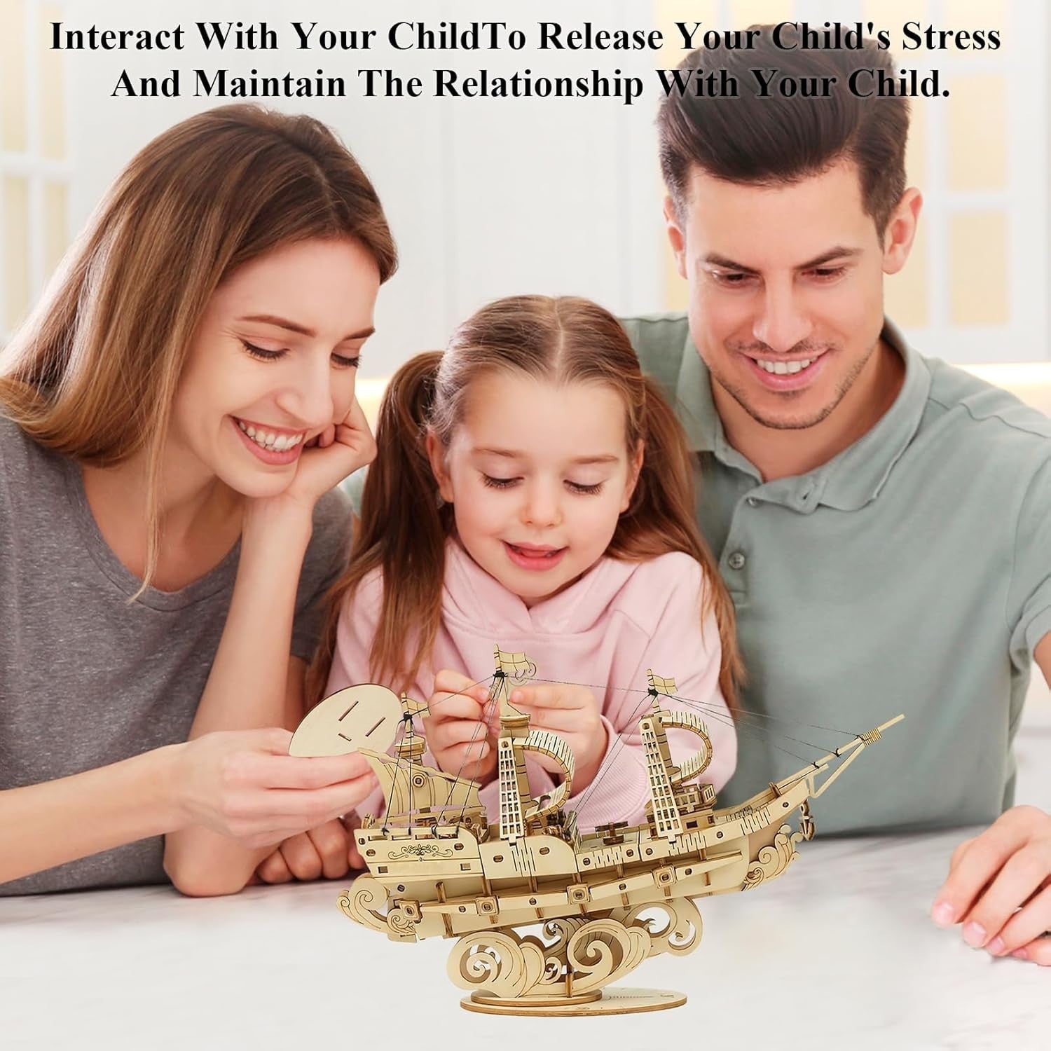 3D Wooden Ship Model Puzzle Kit - Mechanical Build for Teens & Adults