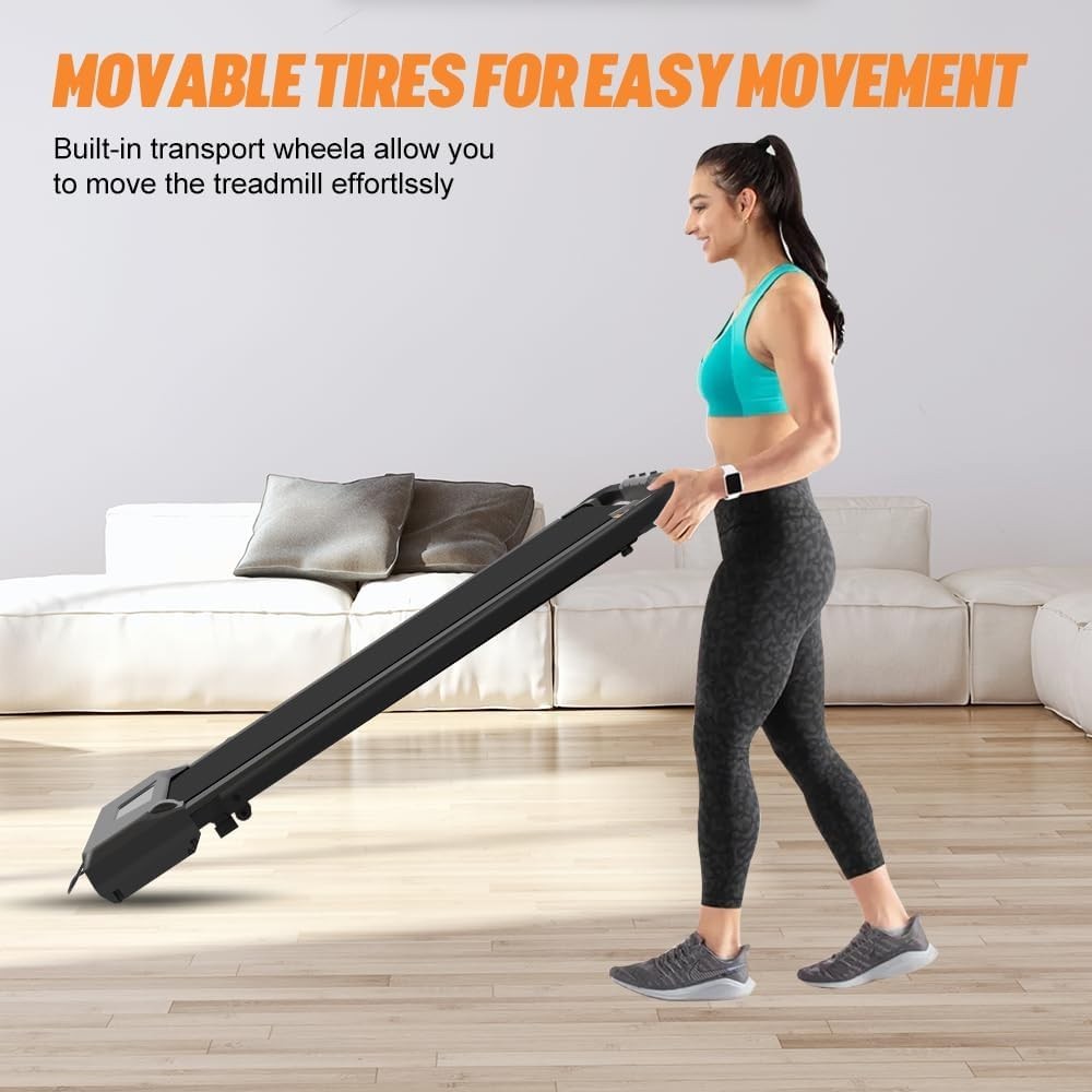 2-in-1 Foldable Under Desk Treadmill 2.5HP LED Home Gym Black