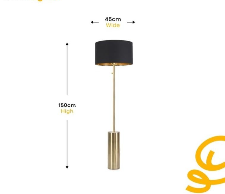 Antique Brass Floor Lamp with Black/Gold Shade & Dimmer, Includes Bulb