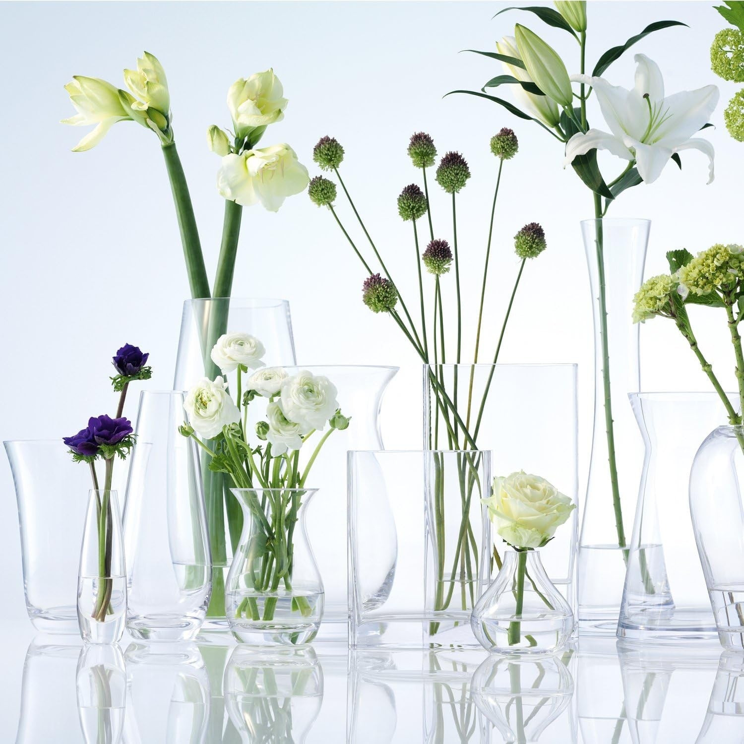 Clear Glass Flower Vase 23cm Open Bouquet Modern Table Centrepiece Décor