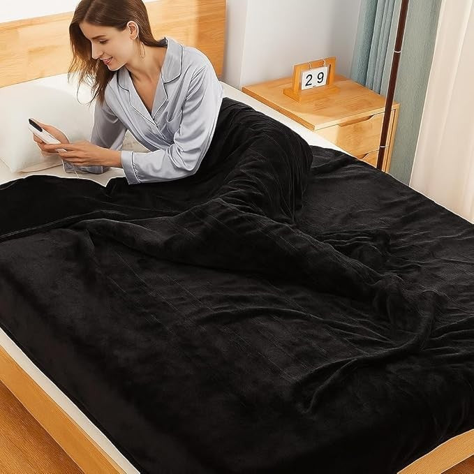 Electric Heated Throw Blanket 130x180cm Flannel Faux Fur 6 Heat Levels