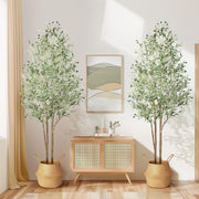 Set of 2 6ft Artificial Olive Trees Tall Faux Plant Indoor Decor with Fruits