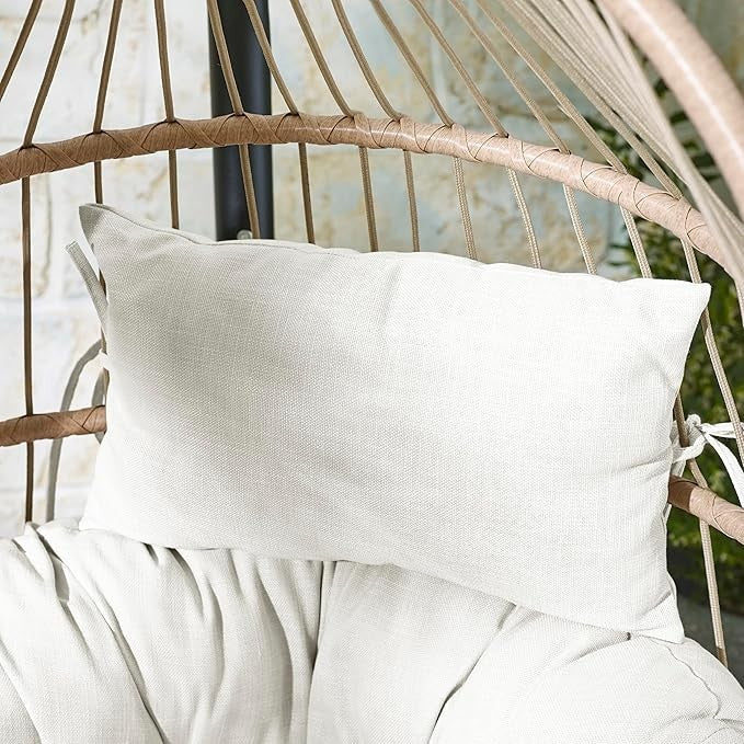 Rattan Hanging Egg Chair Outdoor Swing Seat w/ Cushion & Cover – Garden Patio