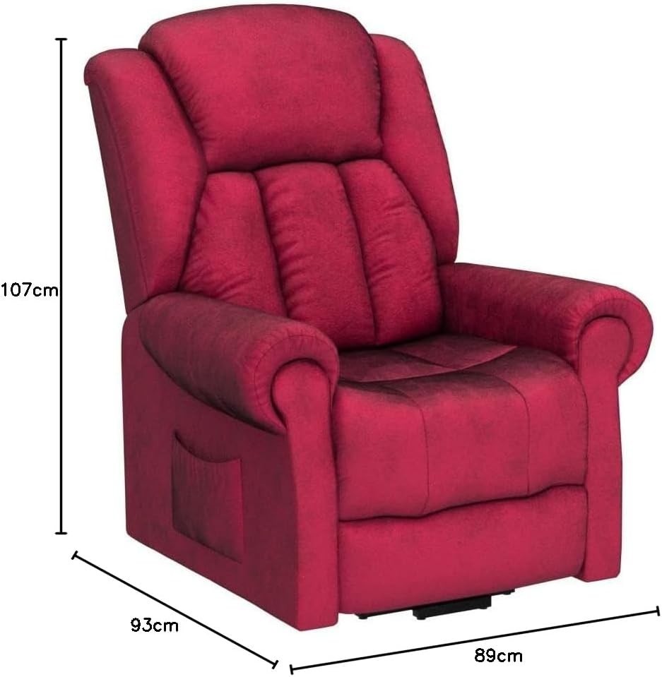 Dual Motor Lift Recliner Chair Heat Massage Fabric Riser Mobility Support Wine