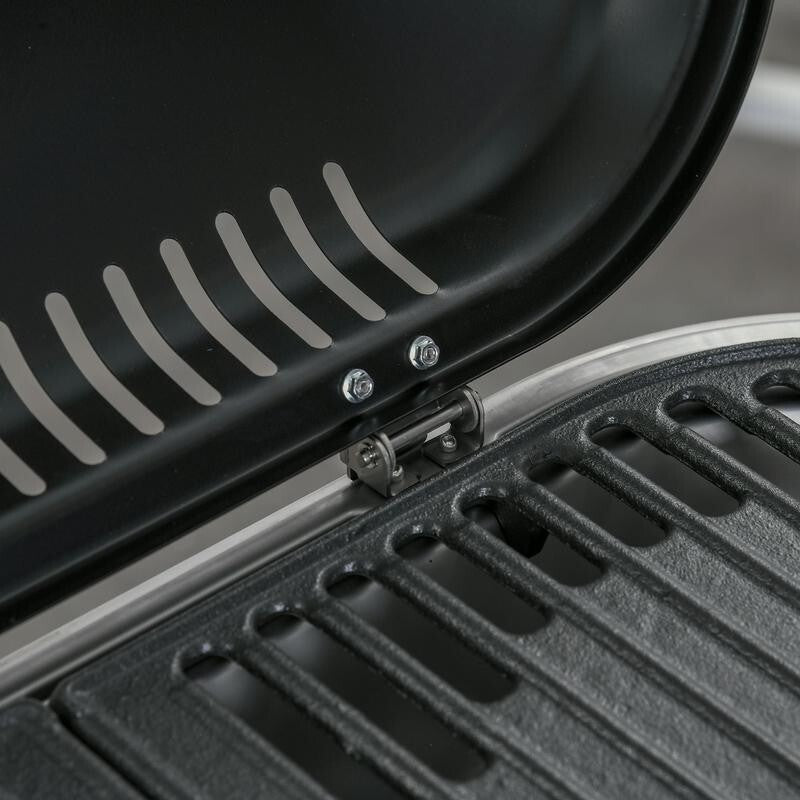 2 Burner Foldable Gas BBQ Grill w/ Thermometer, Shelves & Wheels Portable