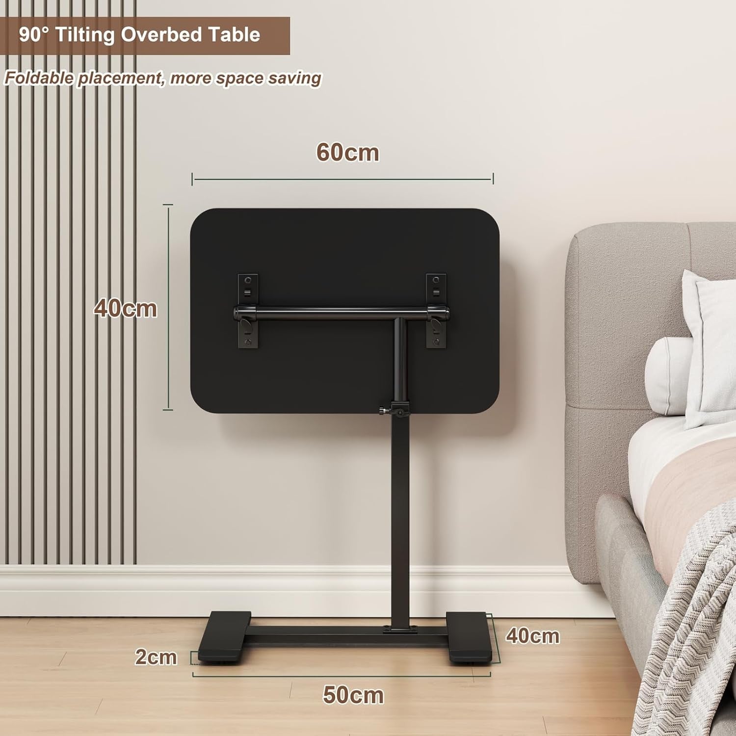 Adjustable C Shaped Side Table Laptop Desk Swivel Overbed Wheels