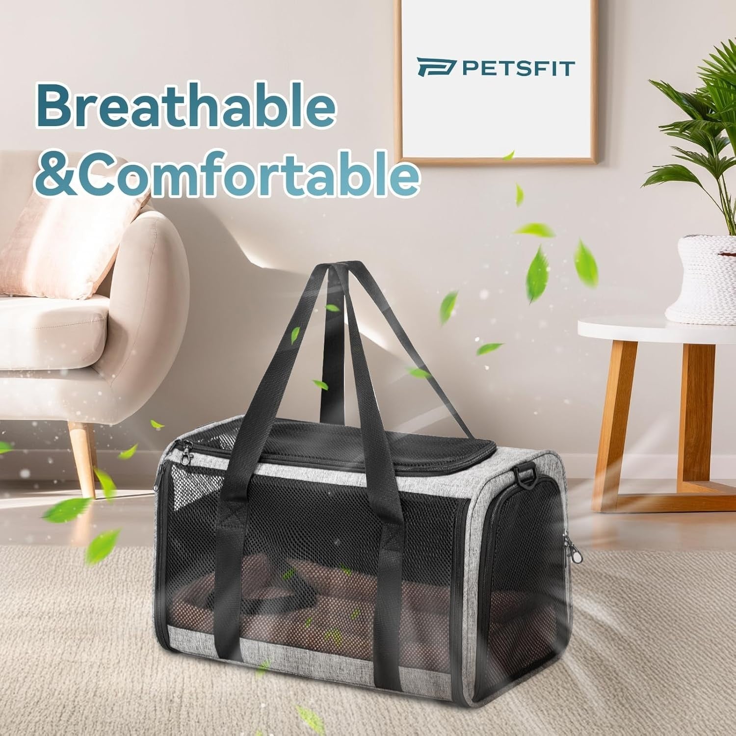 Large Cat Car Carrier Escape Proof Travel Seat Soft Pet Carrier