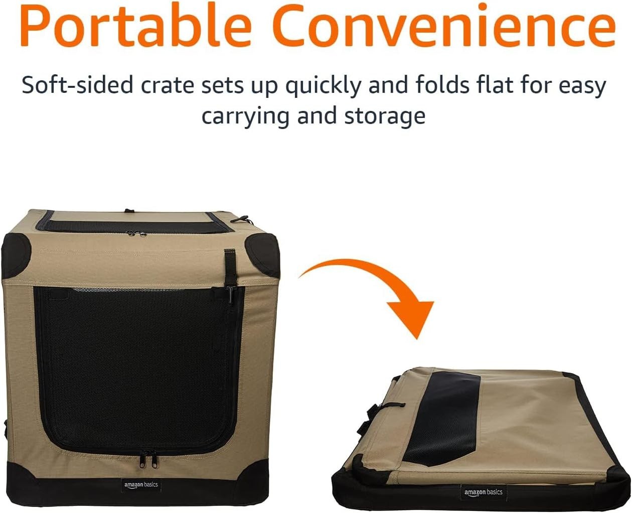 Medium Portable Soft Folding Dog Crate Travel Kennel Cage 76x54x54cm Tan