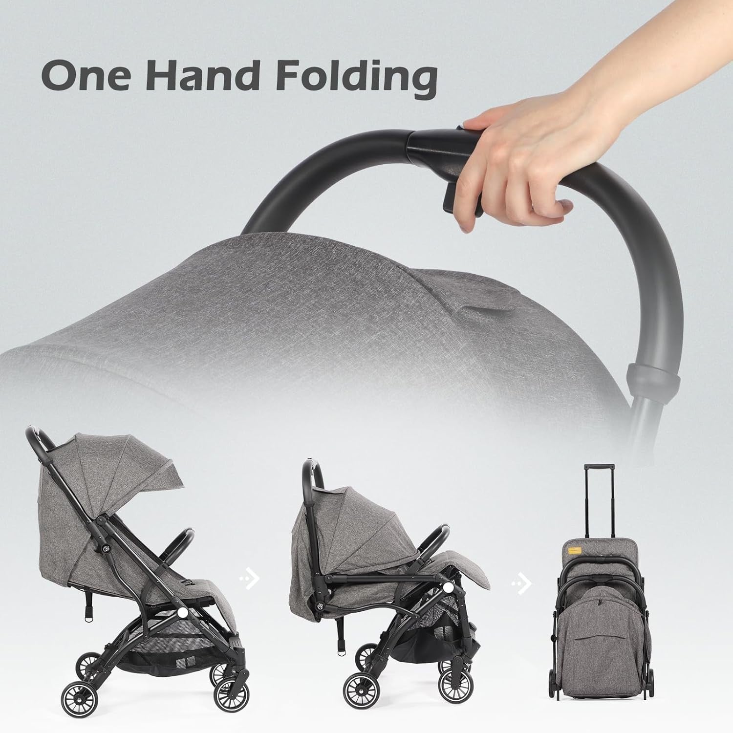 Lightweight Baby Stroller One-Hand Fold Compact Travel Buggy 0–15kg