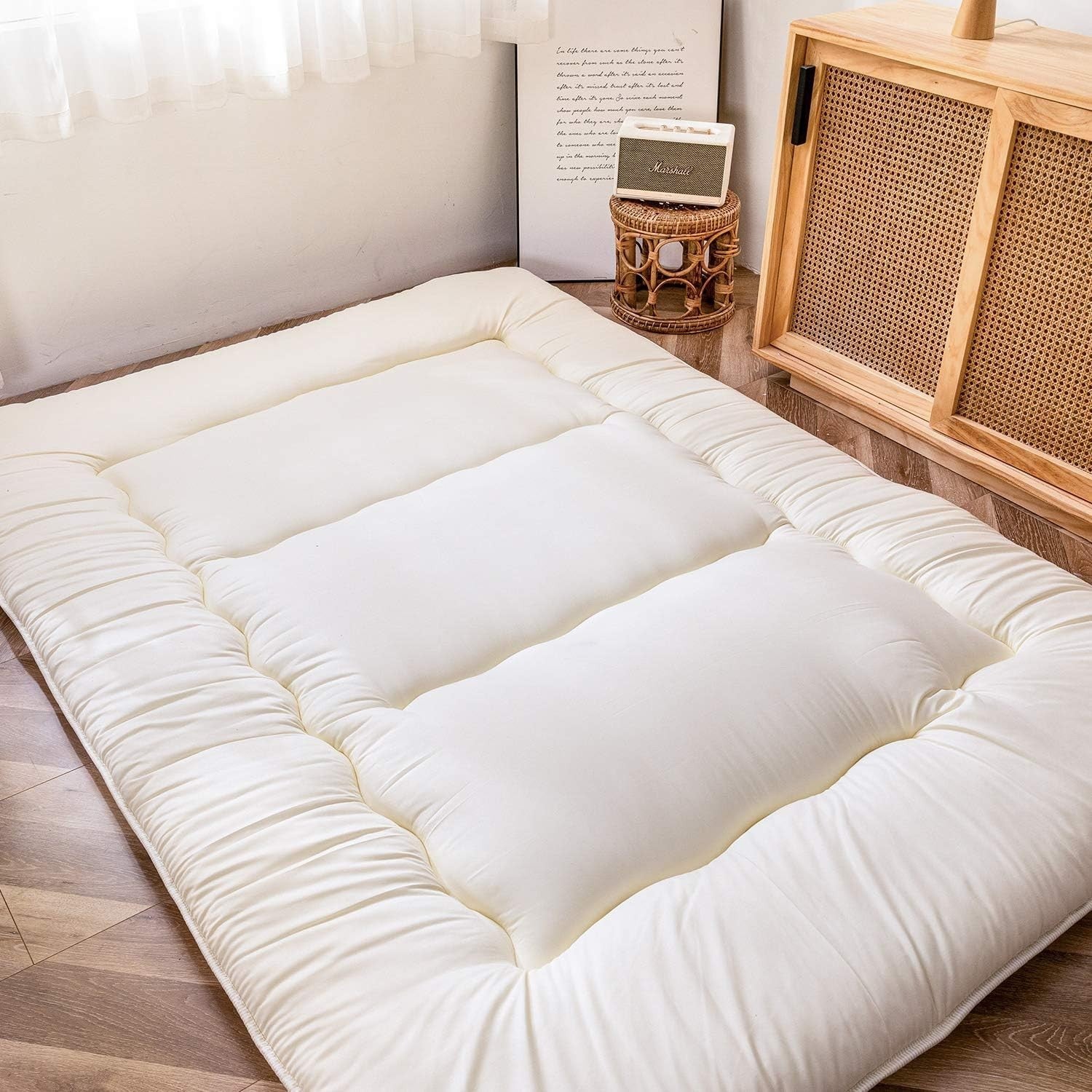 Extra Thick Japanese Floor Mattress | Memory Foam Sleeping Pad Guest Bed