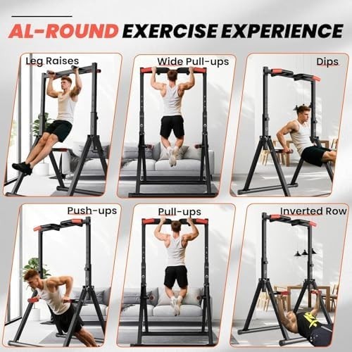 Foldable Power Tower Pull Up Dip Station Adjustable Home Gym Rack