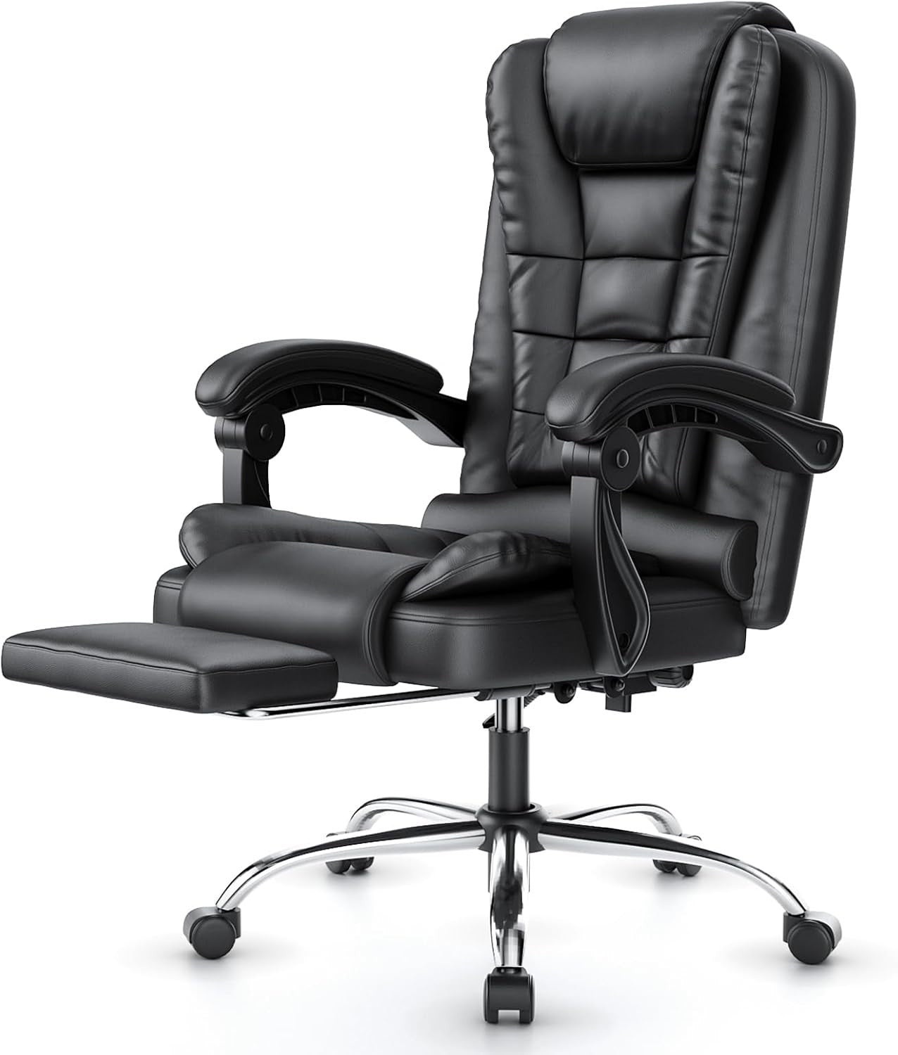 Executive Ergonomic Office Chair PU Leather High Back Swivel Recliner Footrest