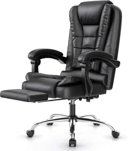 Executive Ergonomic Office Chair PU Leather High Back Swivel Recliner Footrest