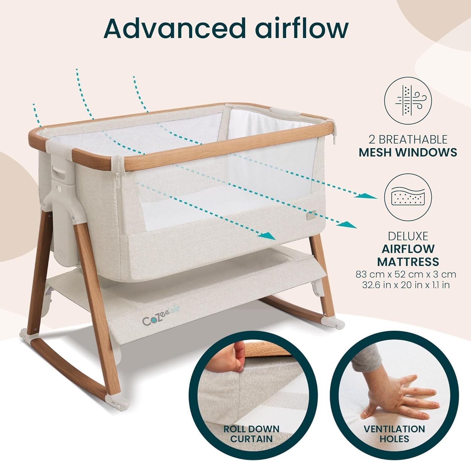 Foldable Baby Bedside Crib Co-Sleeper Cot with Mattress Travel Bag 2 Sheets