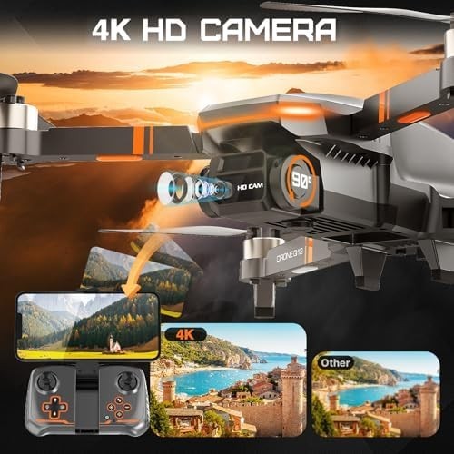 Brushless 4K Camera Drone for Kids & Adults, Foldable RC Quadcopter