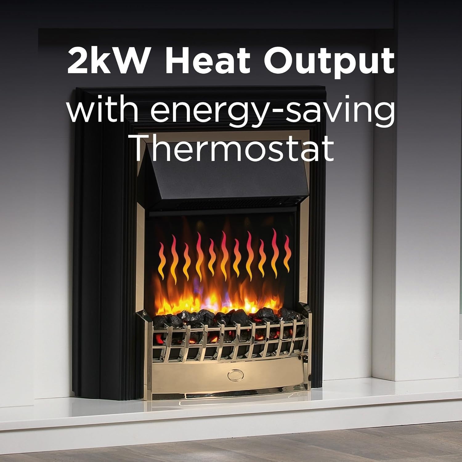 Freestanding Electric Fireplace with LED Flame Effect & Adjustable 2kW Heater