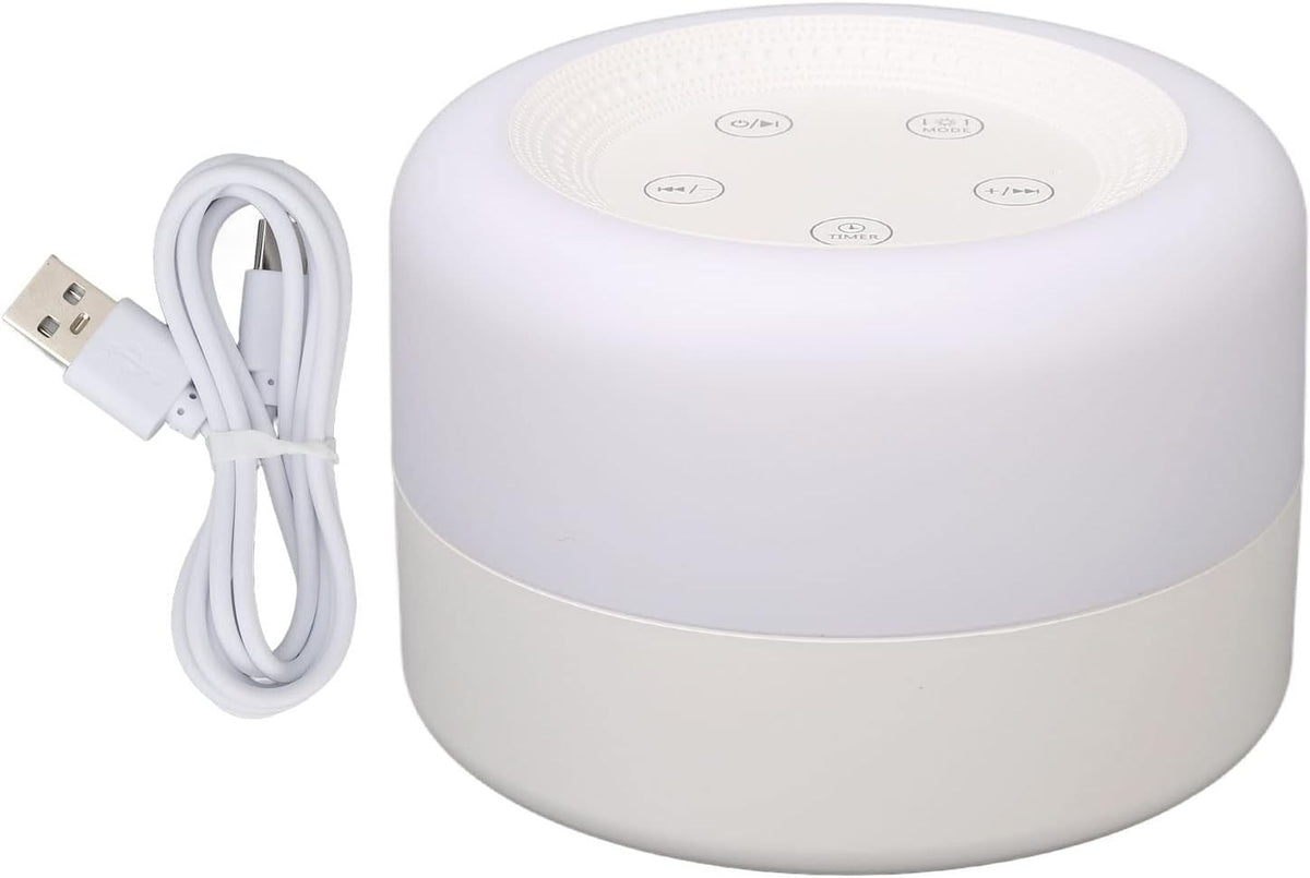 White Noise Machine USB Rechargeable Sleep Sound Machine with LED Night Light