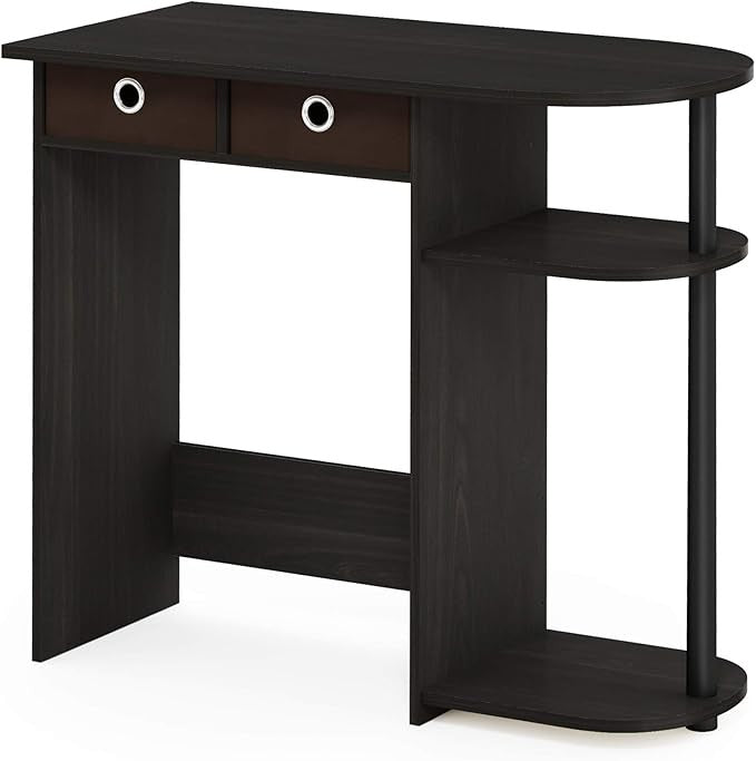 Compact Laptop Desk Study Writing Table Storage Shelves Espresso Brown