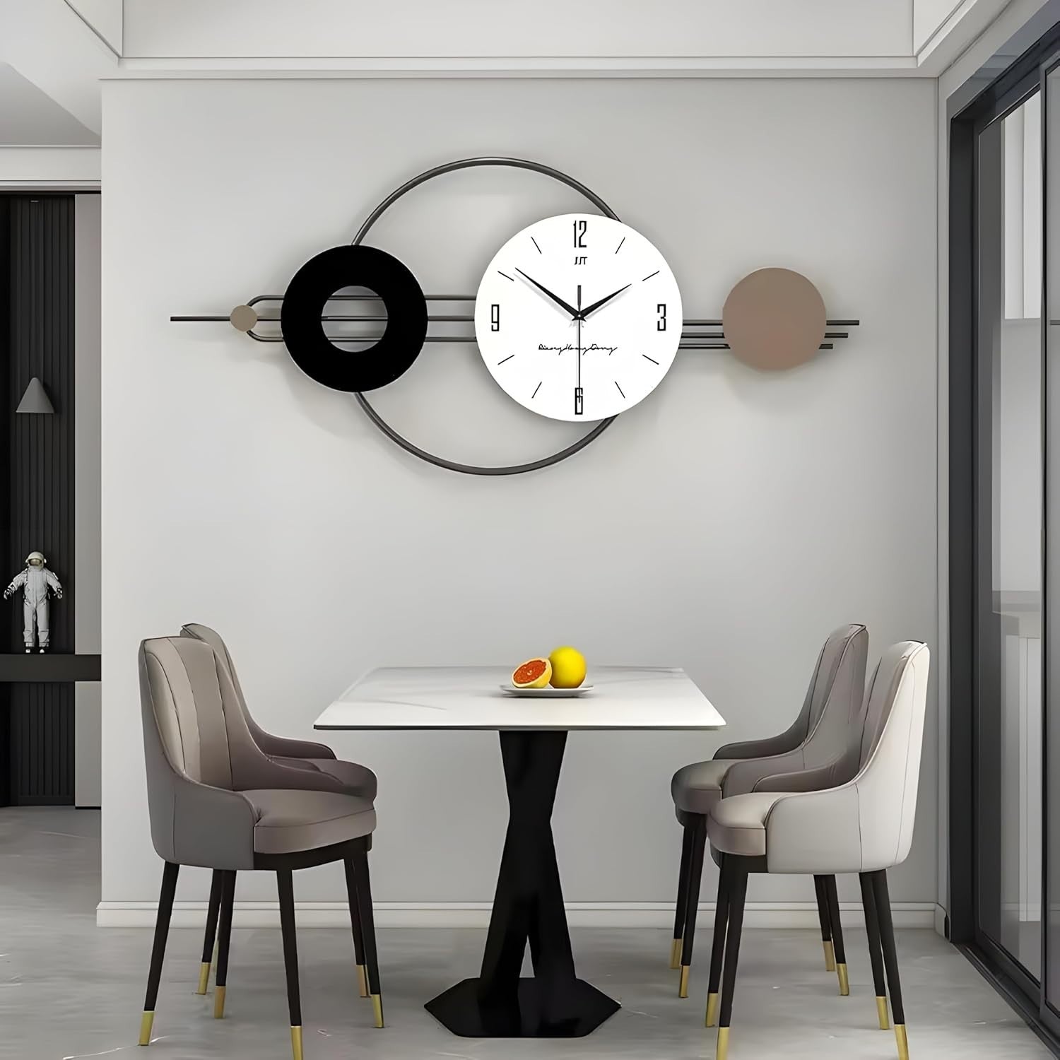 80cm Large Modern Wall Clock Silent Quartz Black White Living Room Decor