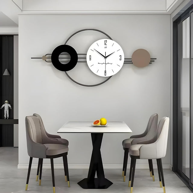 80cm Large Modern Wall Clock Silent Quartz Black White Living Room Decor