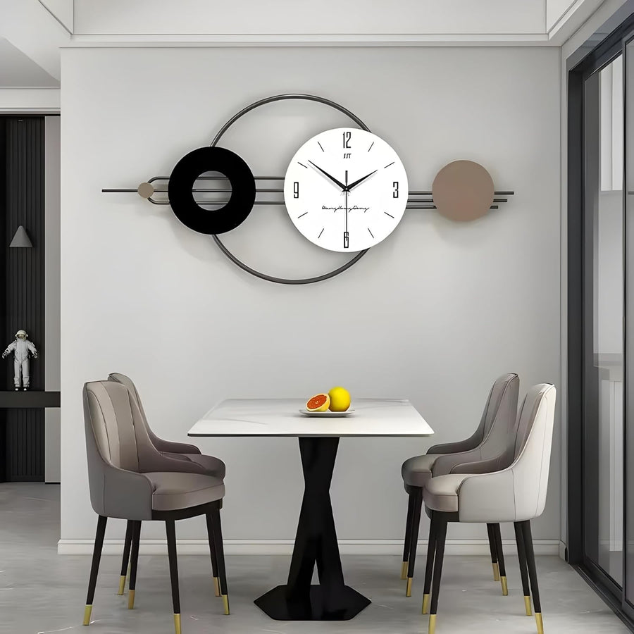 80cm Large Modern Wall Clock Silent Quartz Black White Living Room Decor