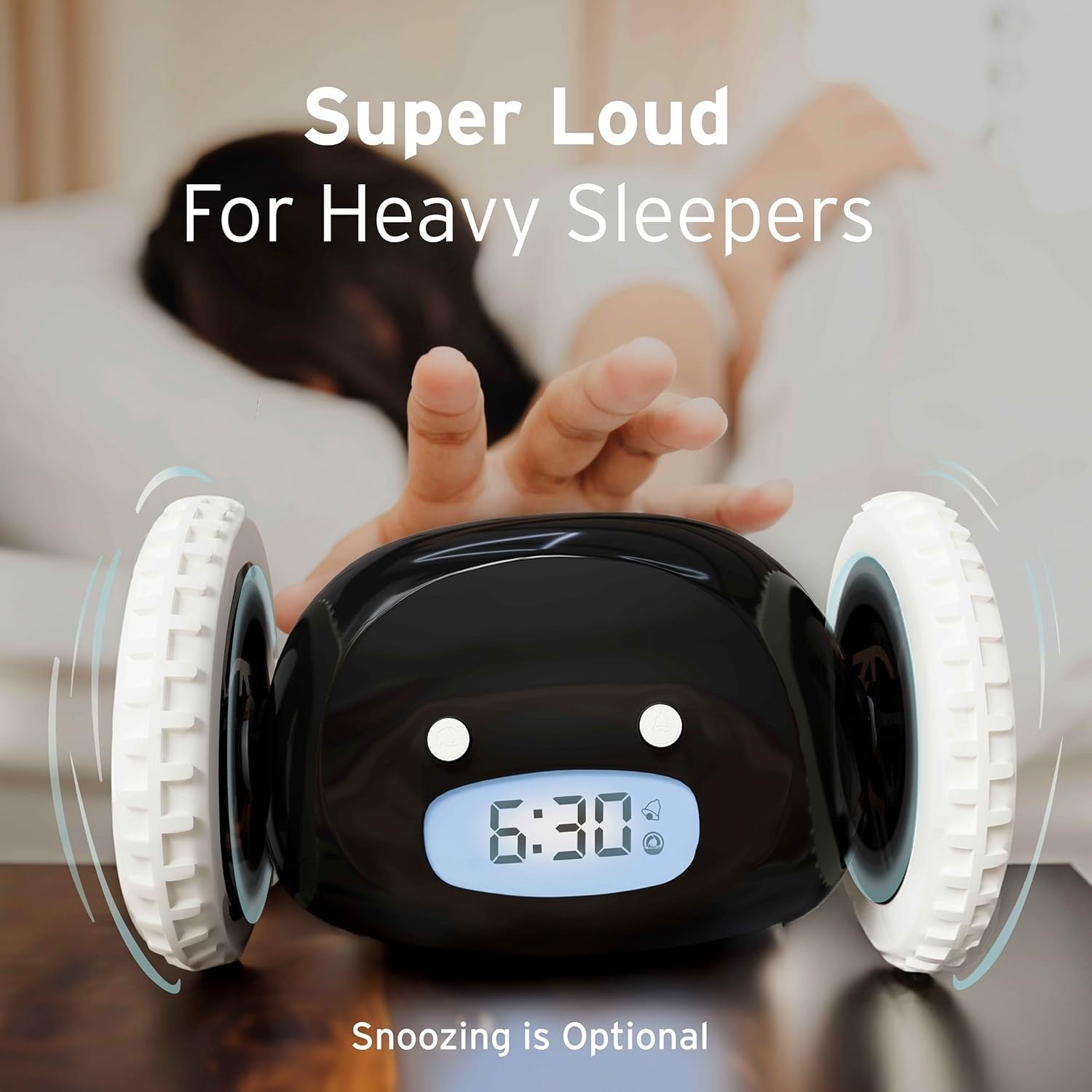 Runaway Alarm Clock on Wheels Extra Loud Heavy Sleeper Wake Up Clock