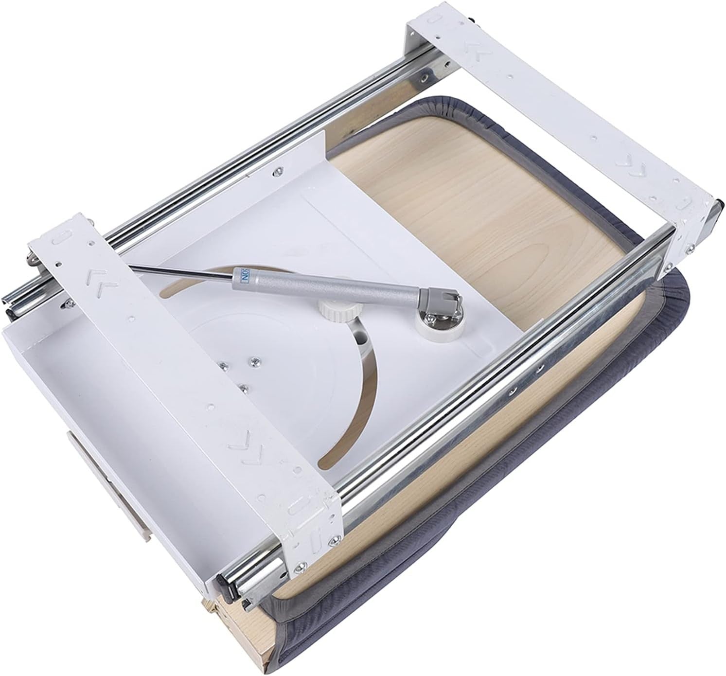 Wall Mounted Pull Out Ironing Board 180° Rotating Fold Away Grey 81cm