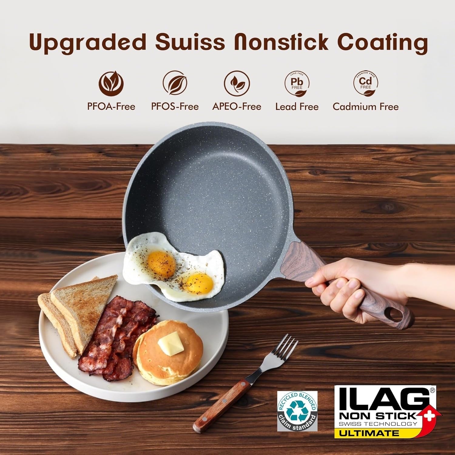 2pcs Non Stick Granite Frying Pan 20cm Frying Pan Omelette Pan PFOA Free