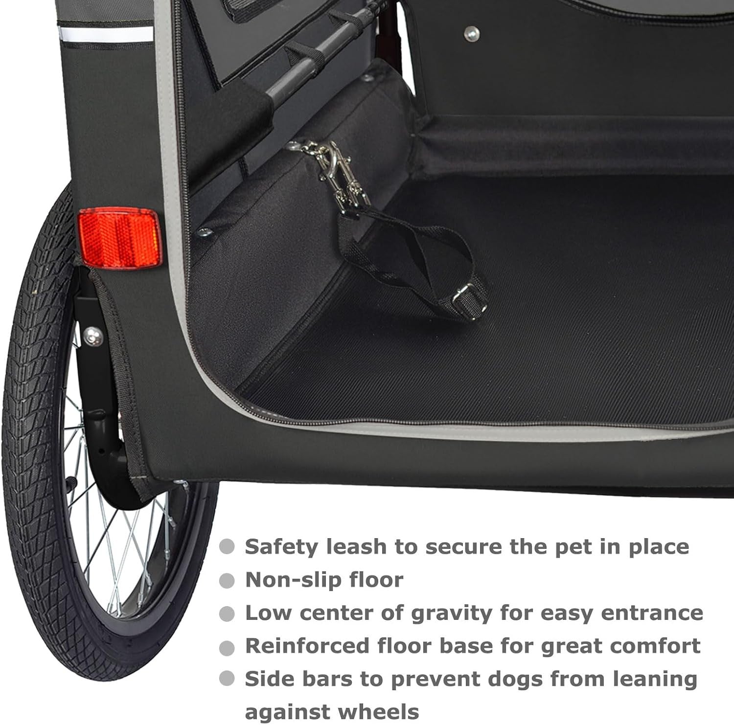 Dog Bike Trailer Stroller 45kg Heavy Duty Folding Cart Grey Black Suspension
