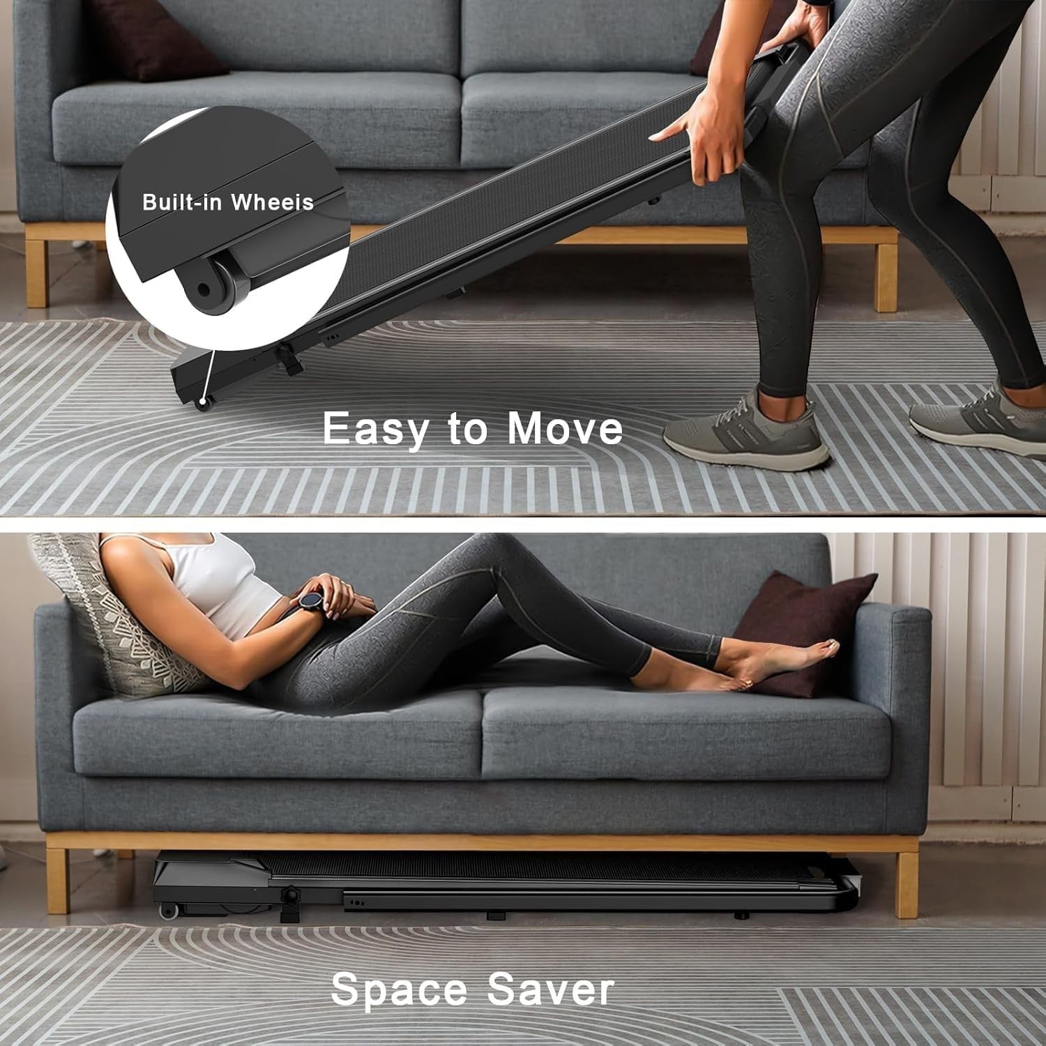 Foldable Under Desk Walking Pad Treadmill 7% Incline LED Remote
