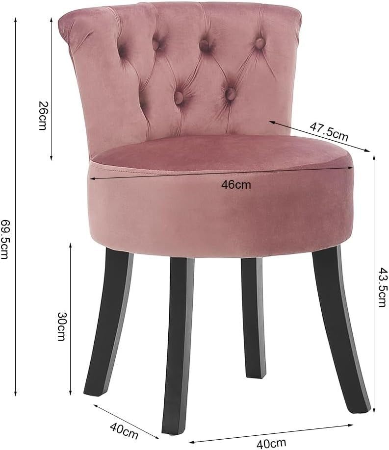 Grey High-Back Vanity Chair with Linen Fabric & Solid Wood Legs – 40×40×69cm