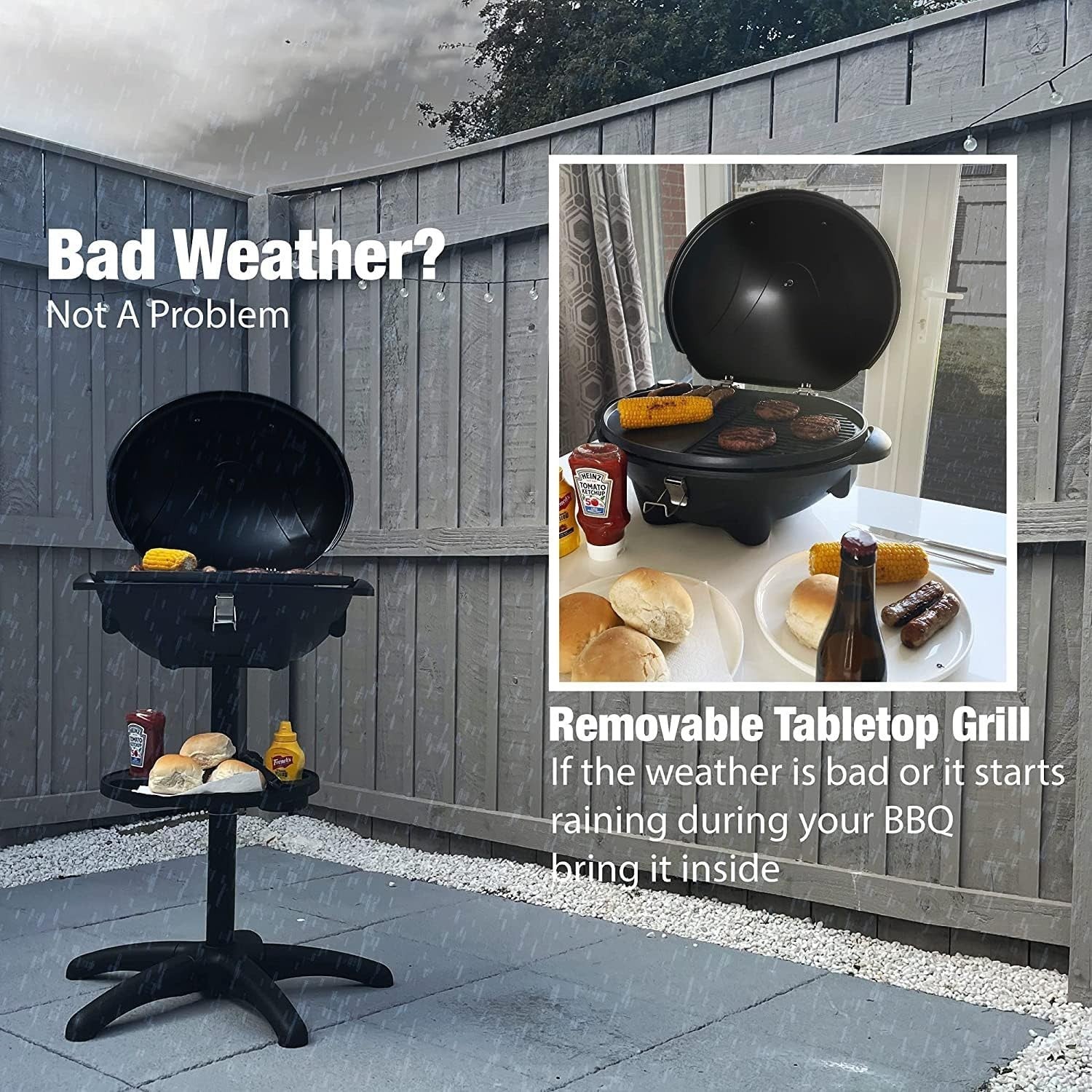 Electric BBQ Grill with Adjustable Temperature & Stand – Indoor Outdoor