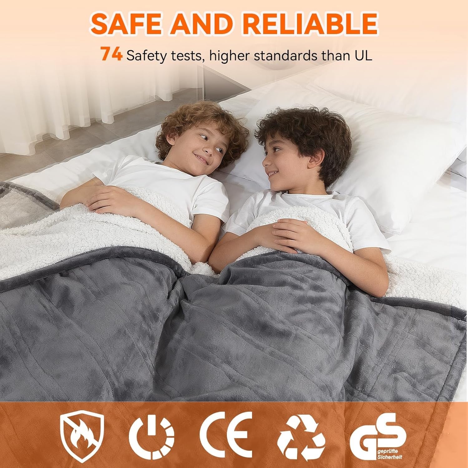 Electric Heated Throw Blanket 180x150cm Fast Heat Auto Shut Off 8 Levels
