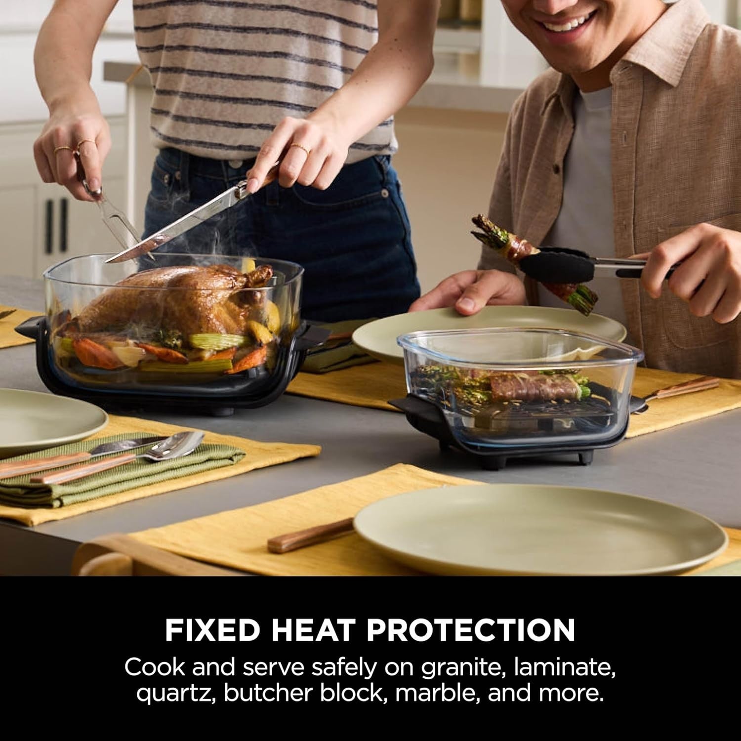 Portable Air Fryer 3.8L 4-in-1 ReCrisp Keep Warm Glass Containers 1700W