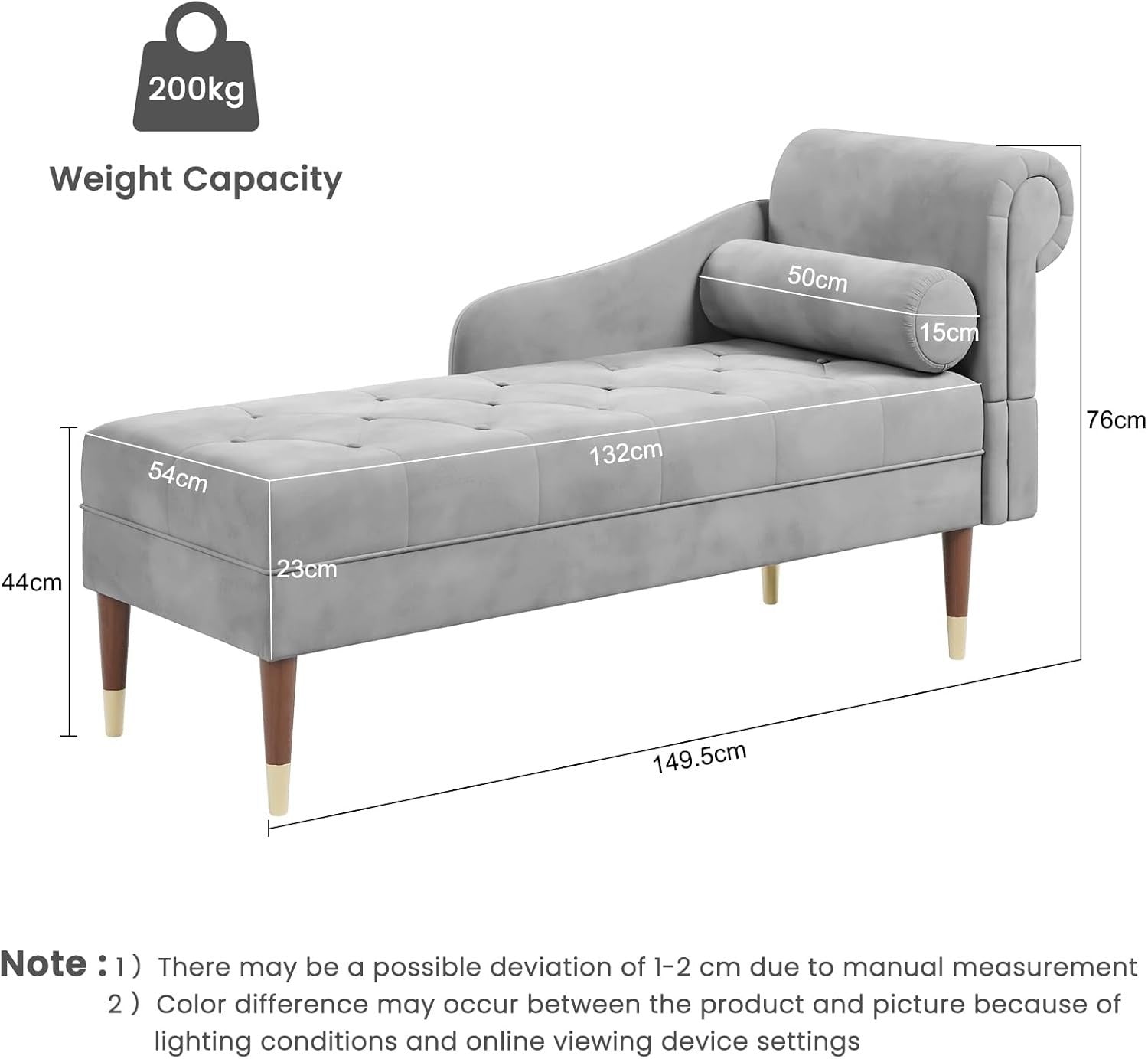Luxury Grey Velvet Chaise Lounge Sofa Right Armrest – Space-Saving & Comfy