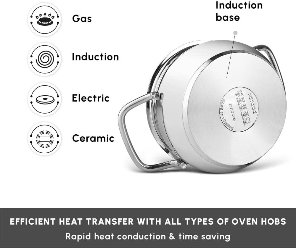15pcs Stainless Steel Cookware Pot & Turkish Tea Coffee Set Induction Safe