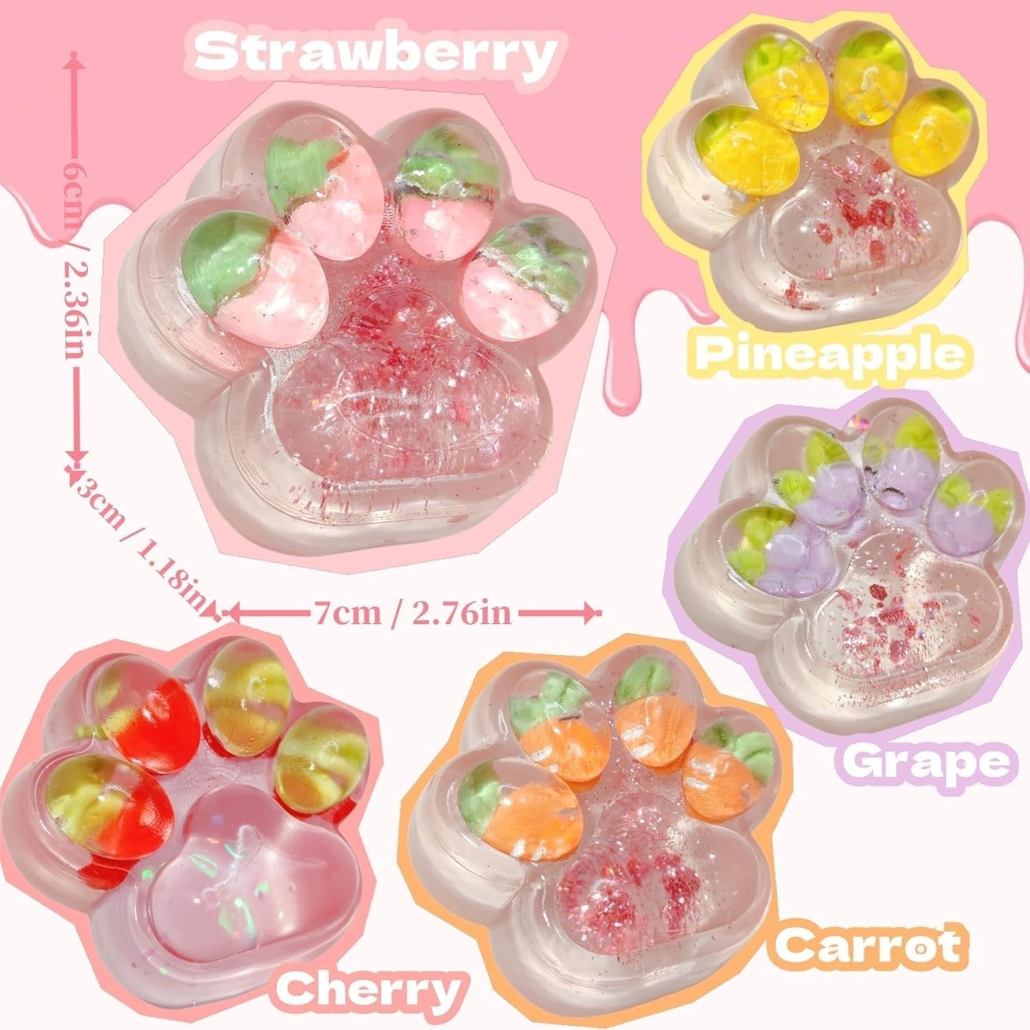 5pcs Cat Paw Squishy Stress Relief Squeeze Fidget Toy Set