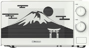20L Solo Microwave Oven – Retro Mountain Fuji Design, White & Black