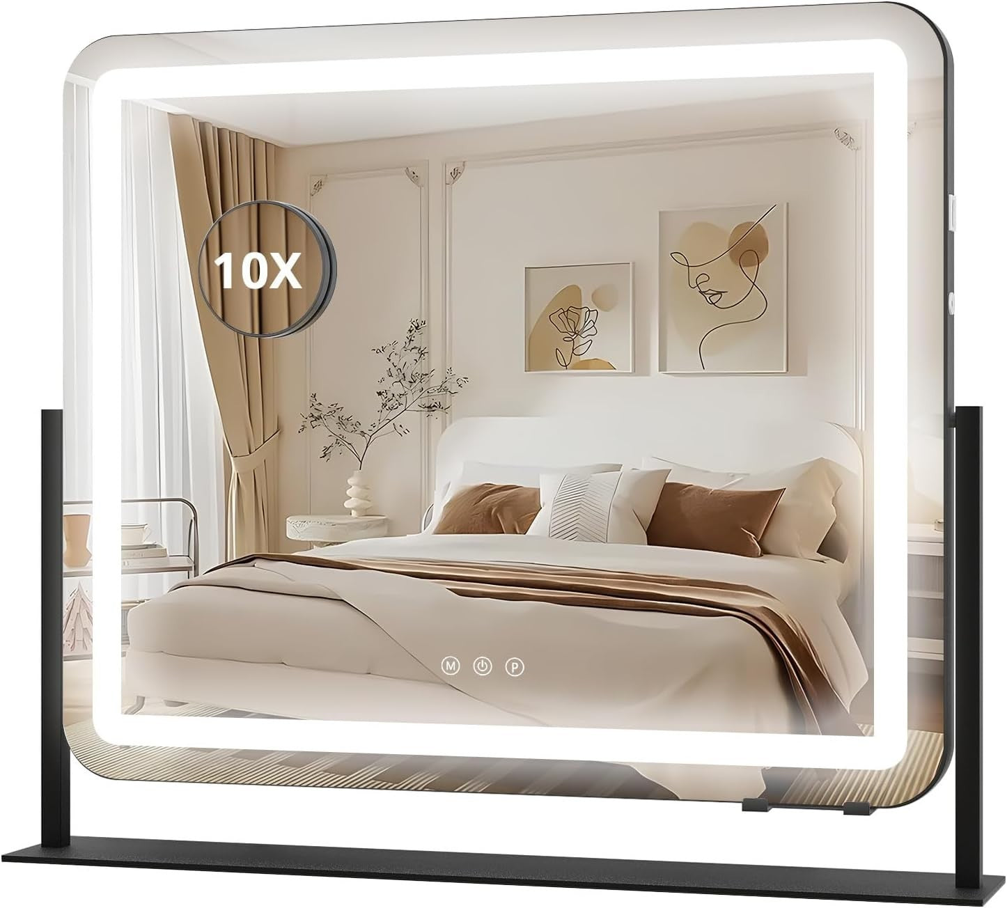 LED Vanity Mirror 60x50cm with 360° Rotation, Touch Control & USB Port